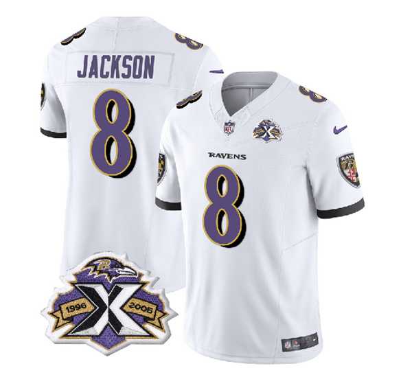 Men & Women & Youth Baltimore Ravens #8 Lamar Jackson White 2023 F.U.S.E With Patch Throwback Vapor Limited Stitched Jersey,We sell and wholesale Men & Women & Youth Baltimore Ravens #8 Lamar Jackson White 2023 F.U.S.E With Patch Throwback Vapor Limited Stitched Jersey on line form chian!